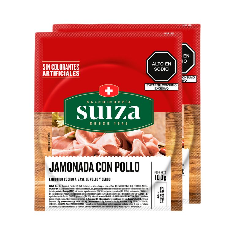 Jamonada con Pollo Suiza Pack 2 Empaques 200 g