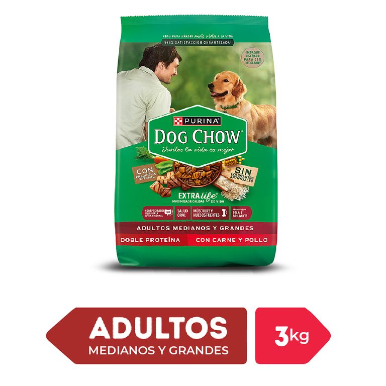 Alimento Seco Perros Adultos Grandes Dog Chow Carne Pollo Bolsa 3 Kg