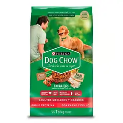 DOG CHOW - Alimento Seco Perros Adultos Grandes Dog Chow Carne Pollo Bolsa 15 Kg