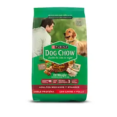 DOG CHOW - Alimento Seco Perros Adultos Grandes Medianos Dog Chow Carne Pollo Bolsa 15 Kg