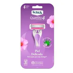 SCHICK - Maquina Afeitar Desechable Quattro 4 Women Piel Delicada 3 Unidades