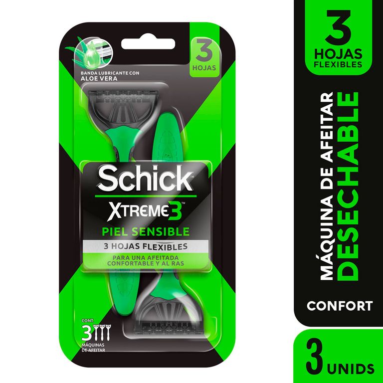 Máquina de Afeitar Schick Xtreme Confort Piel Sensible Empaque 3 Und