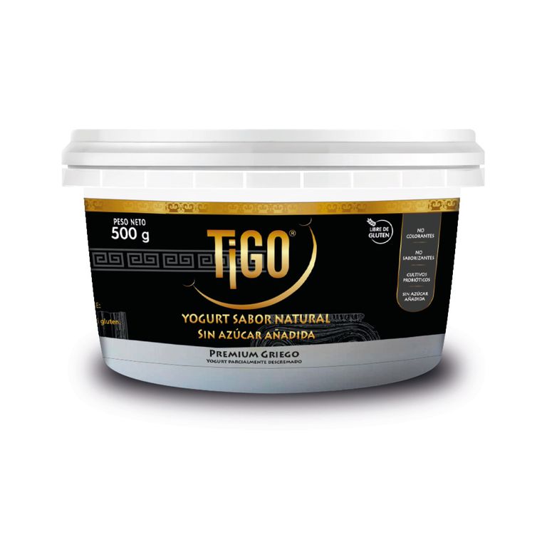 Yogurt Griego Tigo Natural Sin Azúcar Envase 500 g