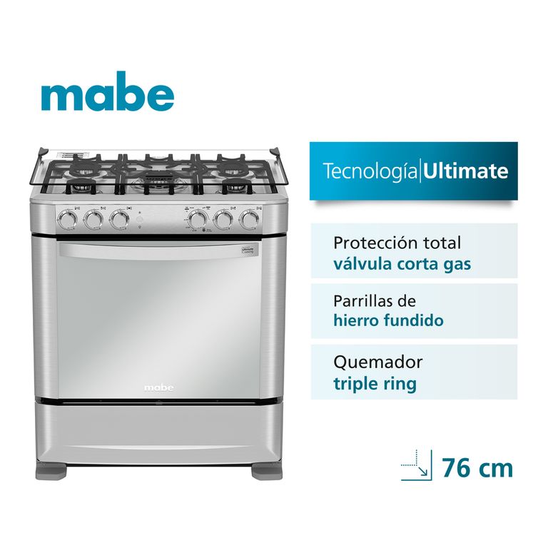 Cocina de Piso a gas 76 cm Inox Mabe CMP7640FX0
