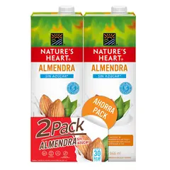 NATURES HEART - Bebida de Almendra Natures Heart sin Azúcar Pack 2 Cajas 946 mL