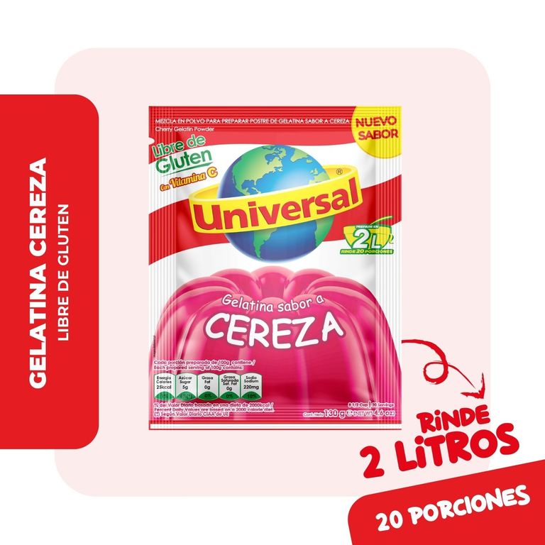 Gelatina Universal Sabor Cereza Empaque 130 g
