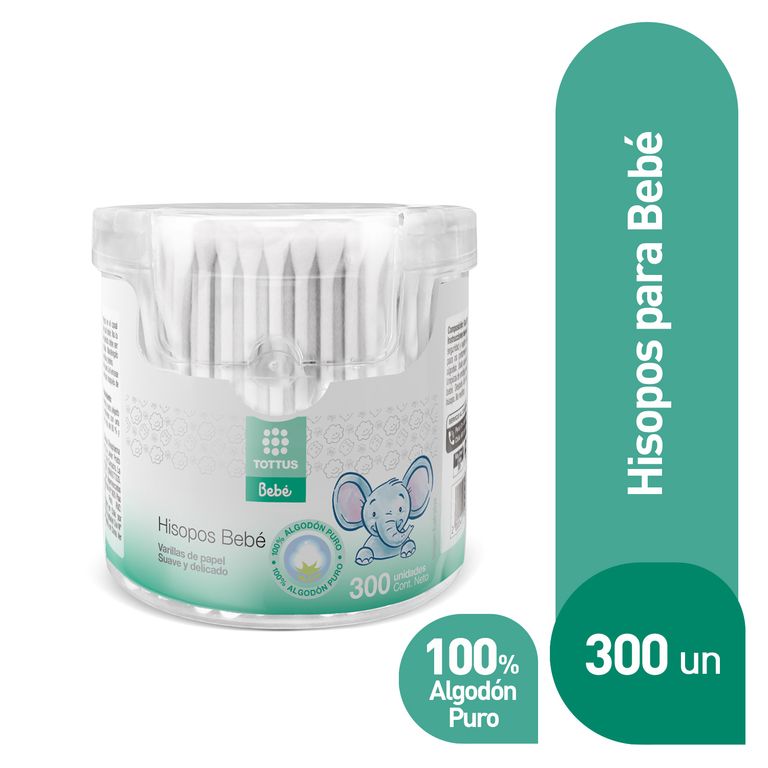 Hisopos Papel Tottus Bebé Envase 300 Und