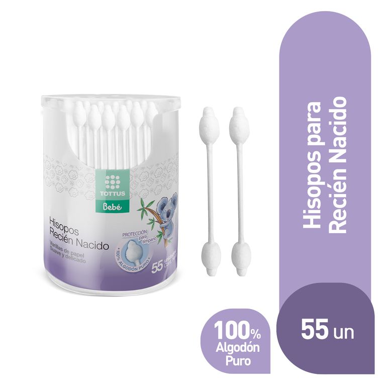 Hisopos Papel Tottus Recién Nacidos Envase 55 Und