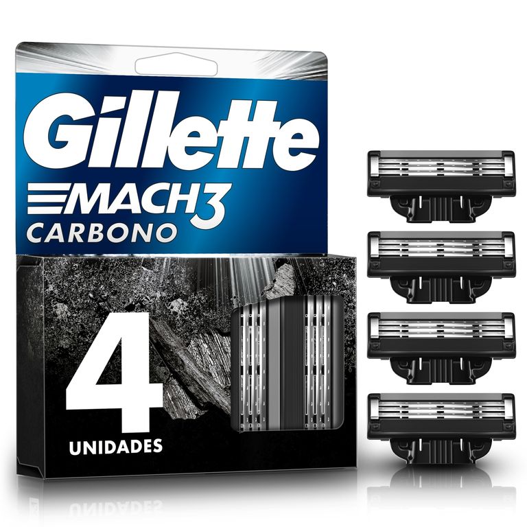 Cartucho de Afeitar Gillette Mach3 Carbono Empaque 4 Und