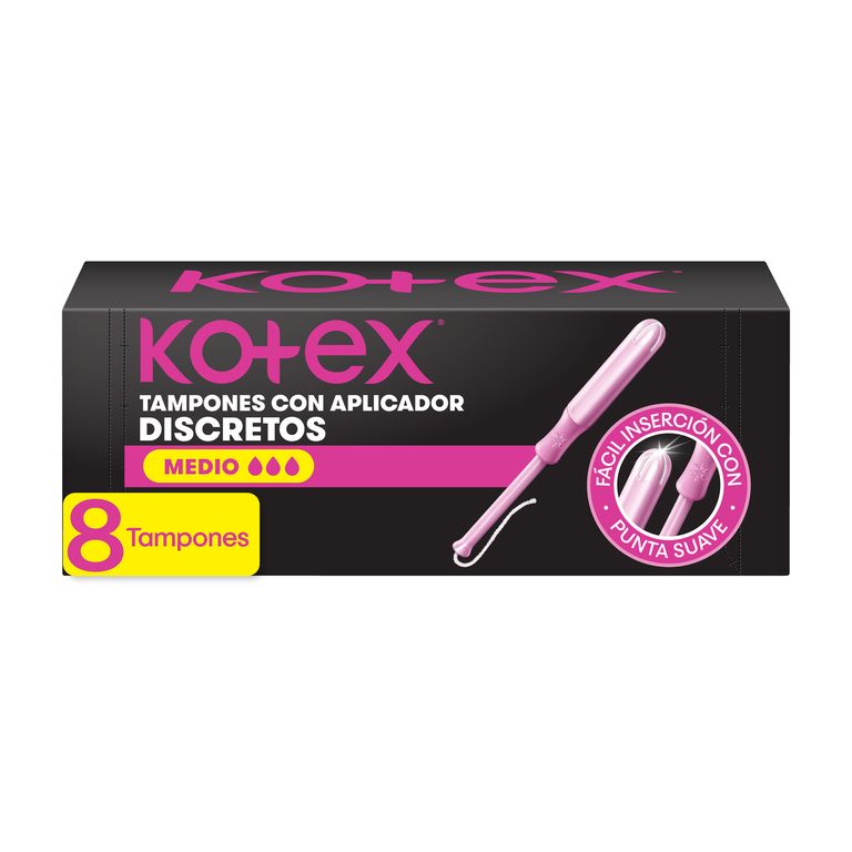 Tampón Kotex Sport Medio con Aplicador Caja 8 Und