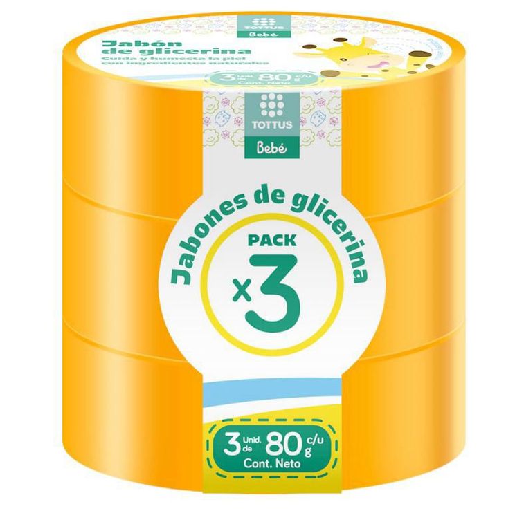 Jabón de Glicerina Tottus Bebé Empaque 3 Und