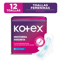 KOTEX - Toalla Higiénica Nocturna Con Alas Ultrafina Empaque 12 und