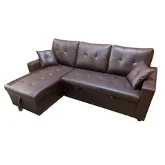 CASA JOVEN - Seccional Sofa Cama Marron Pu