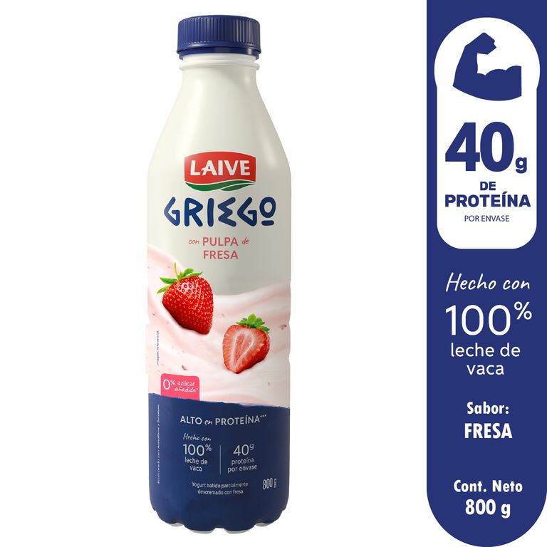 Yogurt Laive Griego Fresa Botella 800 mL