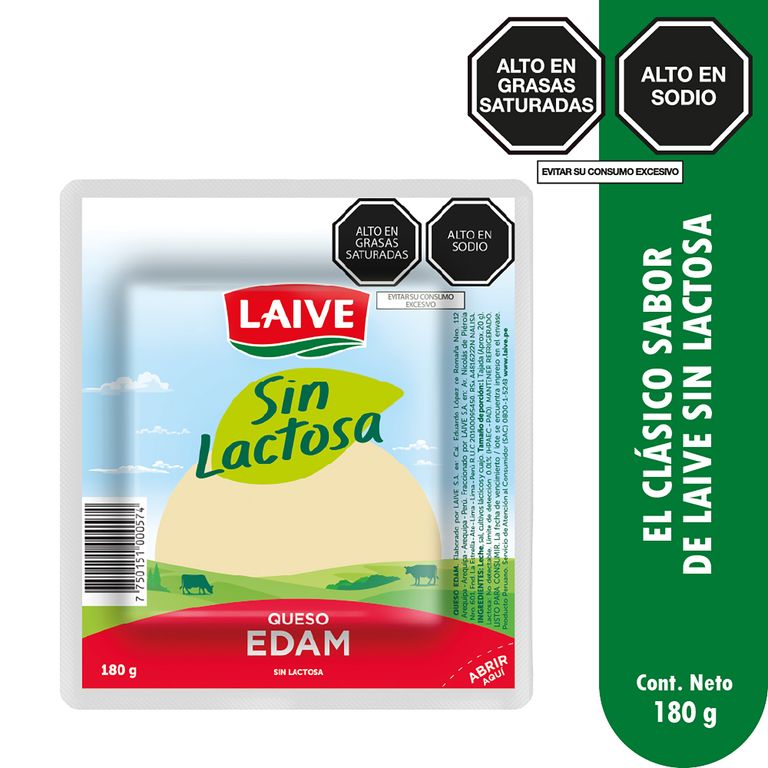 Queso Edam Sin Lactosa Laive Empaque 180 g