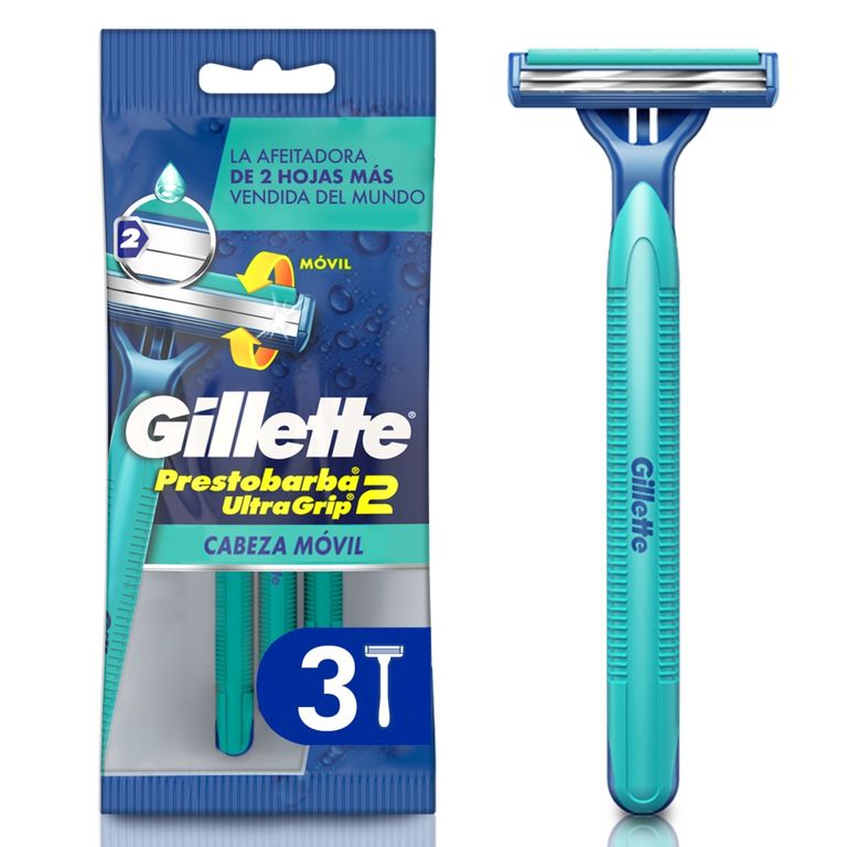 Máquina de Afeitar Gillette Prestobarba2 Ultragrip Móvil Empaque 3 Und
