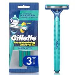 GILLETTE - Máquina de Afeitar Gillette Prestobarba2 Ultragrip Móvil Empaque 3 Und