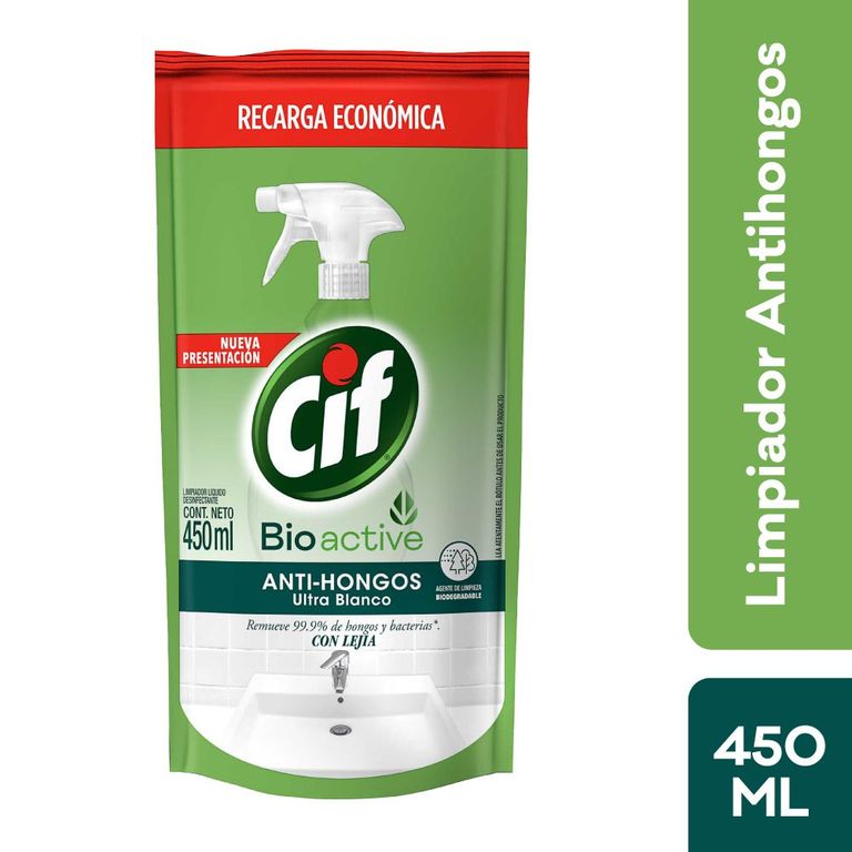 Limpiador Líquido Cif Bio Active Anti Hongos Doypack 450 mL