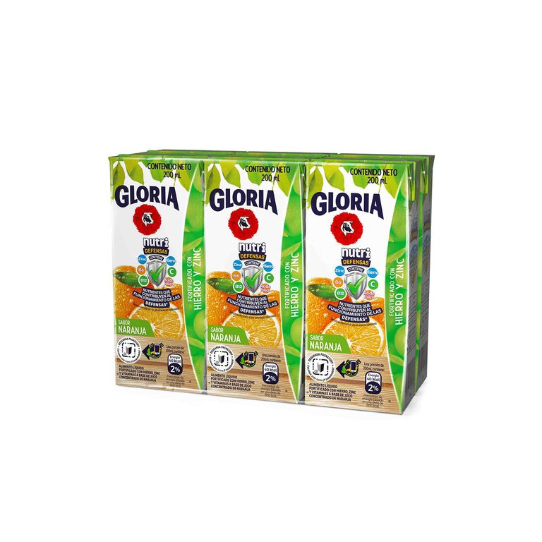 Bebida Gloria Naranja Sixpack Caja 200 mL