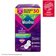 NOSOTRAS - Toallas Higiénicas Nosotras Buenas Noches Empaque 30 Und