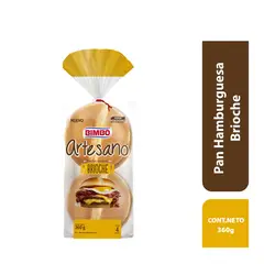BIMBO - Pan Hamburguesa Brioche Artesano 4P Bolsa 360 gr