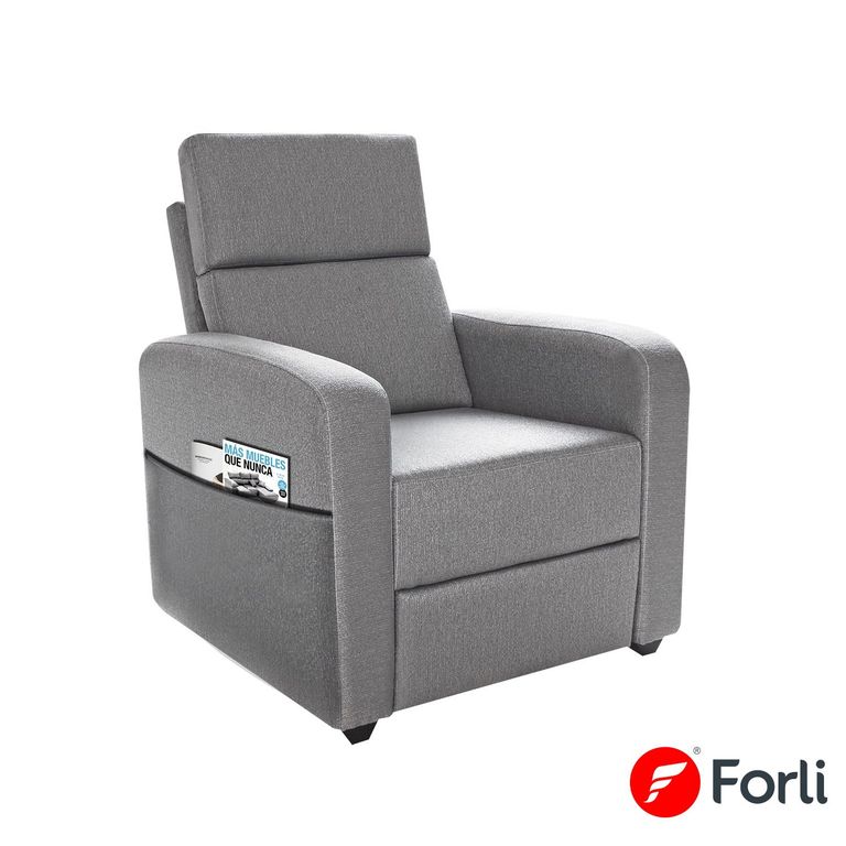 SILLON RECLINABLE FE BOLS TELA PLATA