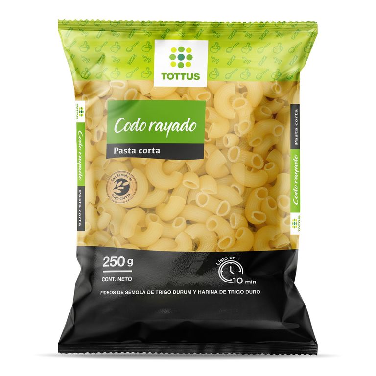 Pasta Tottus Codo Rayado Bolsa 250 g