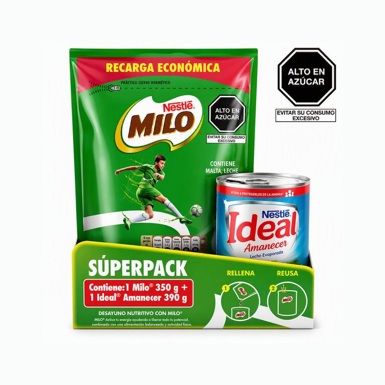 Pack Alimento Milo 350 g + Mezcla Láctea Ideal Amanecer 390 g