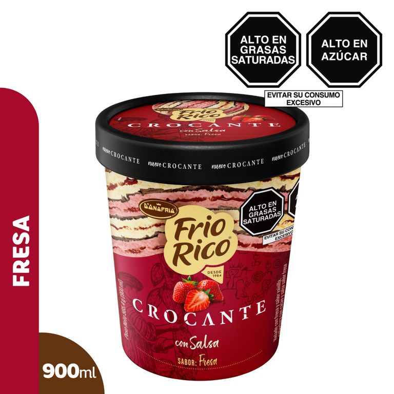 Helado Frio Rico Crocante con Salsa Fresa Pote 900 mL