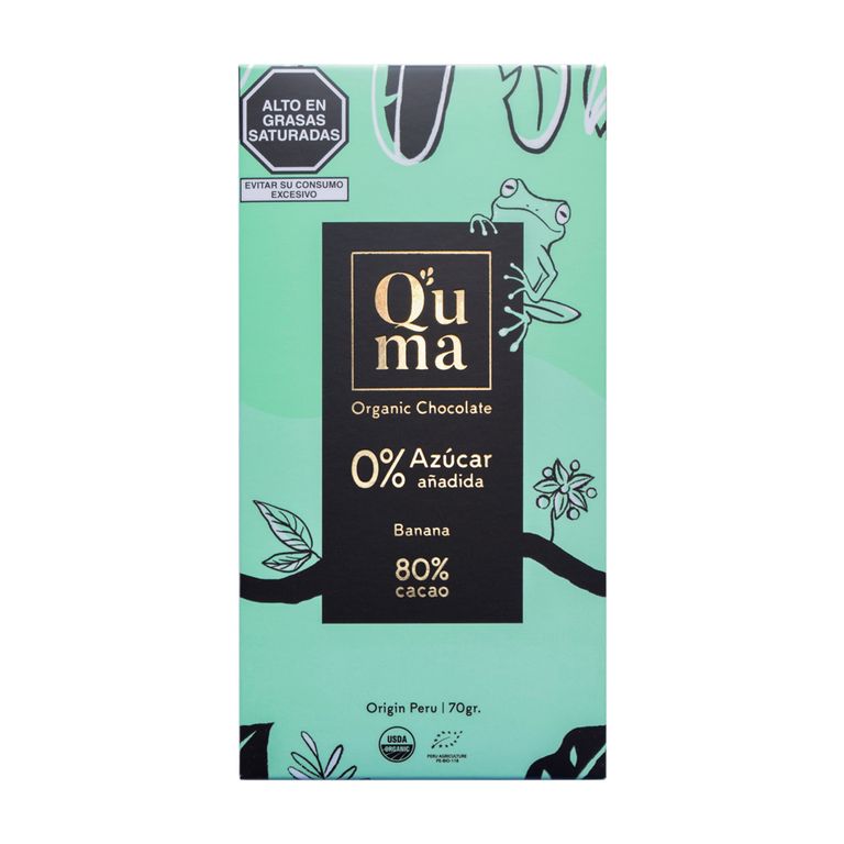 Chocolate Quma Plátano 80% Cacao Envase 70 g