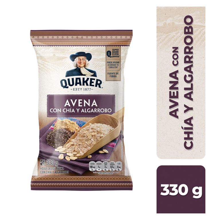 Avena Quaker con Chía y Algarrobo Bolsa 330 g
