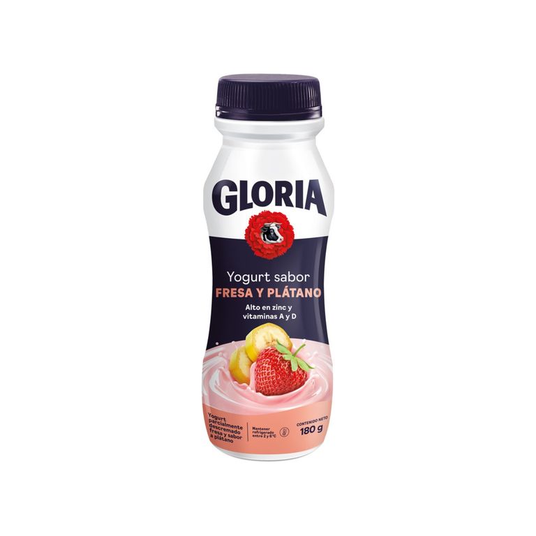 Yogurt Gloria Fresa Plátano Botella 180 g