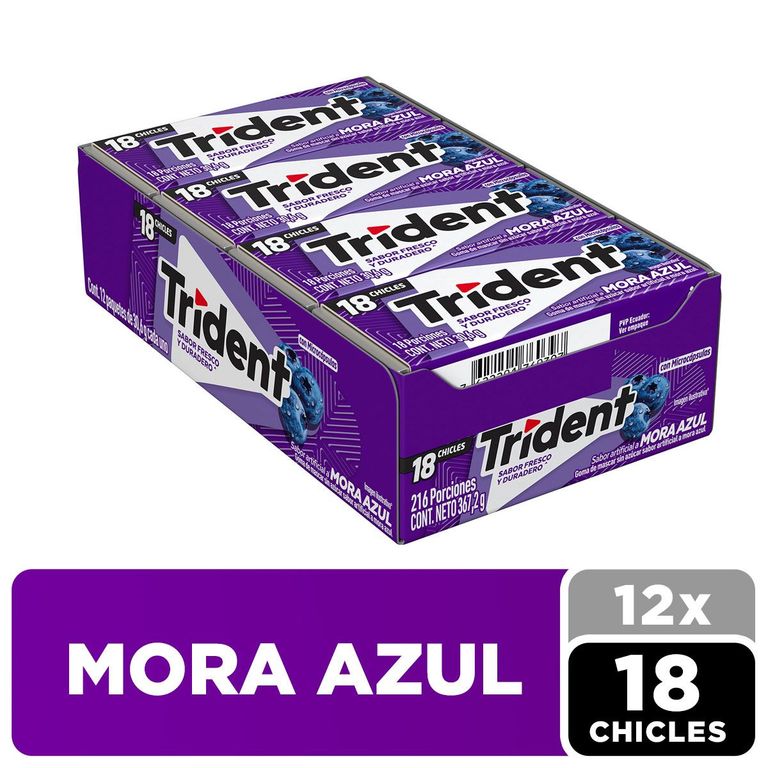 Chicle Trident Mora Azul Display 18 Und