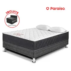 PARAISO - Cama Majestic Gris + Sofa Negr 2 Plz
