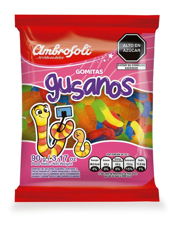 Gomitas Ambrosoli Gusanos Surtido Bolsa 90 g