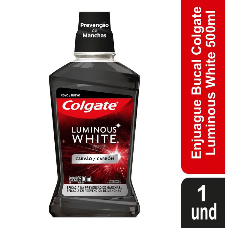 Enjuague Bucal Colgate Luminous White Carbón Botella 500 mL
