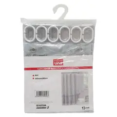 PRECIO UNO - Cortina de Baño Pvc C Gancho 2 Pu