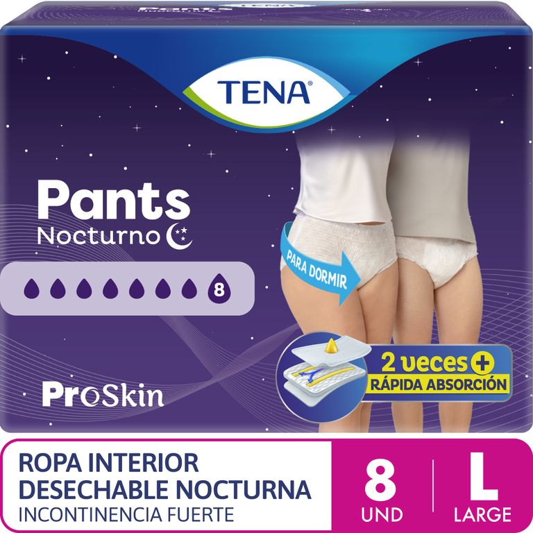 Ropa Interior Tena Nocturno Talla L Empaque 8 Und
