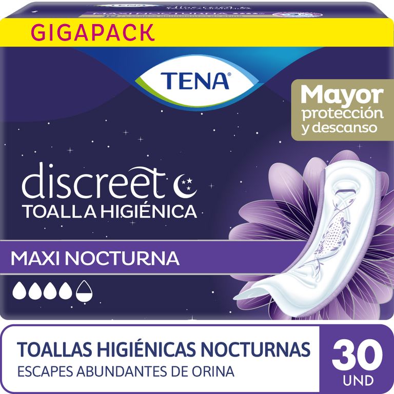 Toalla Higiénica Tena Discreet Maxi Night Empaque 30 und