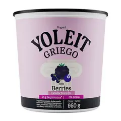 YOLEIT - YOGURT GRIEGO DESLACTOSADO CON BERRIES 950 G