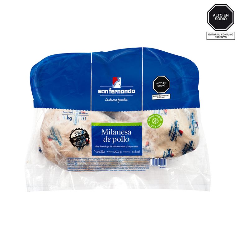 MILANESA APANADA DE POLLO 1 KG SAN FERNANDO