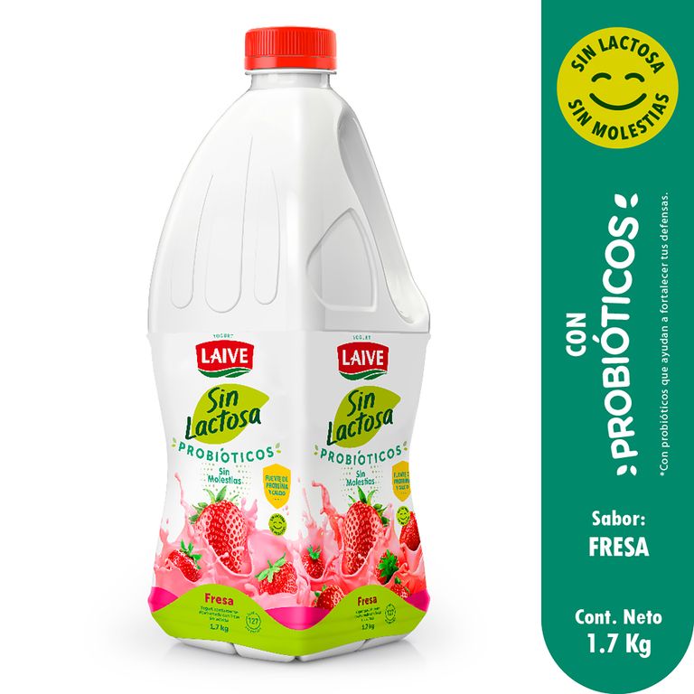 Yogurt Sin Lactosa Laive  Fresa Botella 1.7 Kg