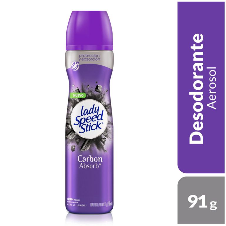 Antitranspirante en Spray Lady Speed Stick Carbon Absorb Envase 150 mL