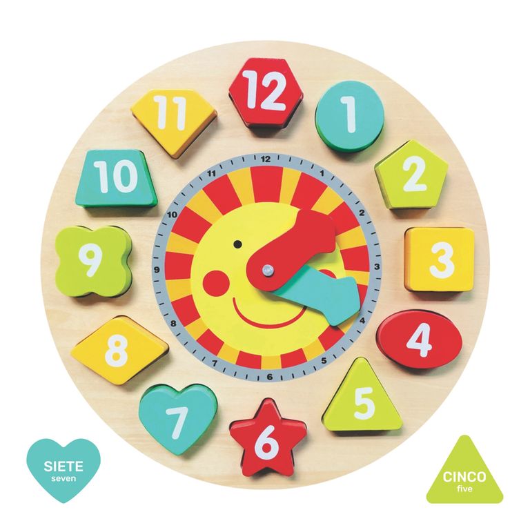 Juego De Encaje Arti Creativo Reloj Bilingüe Madera