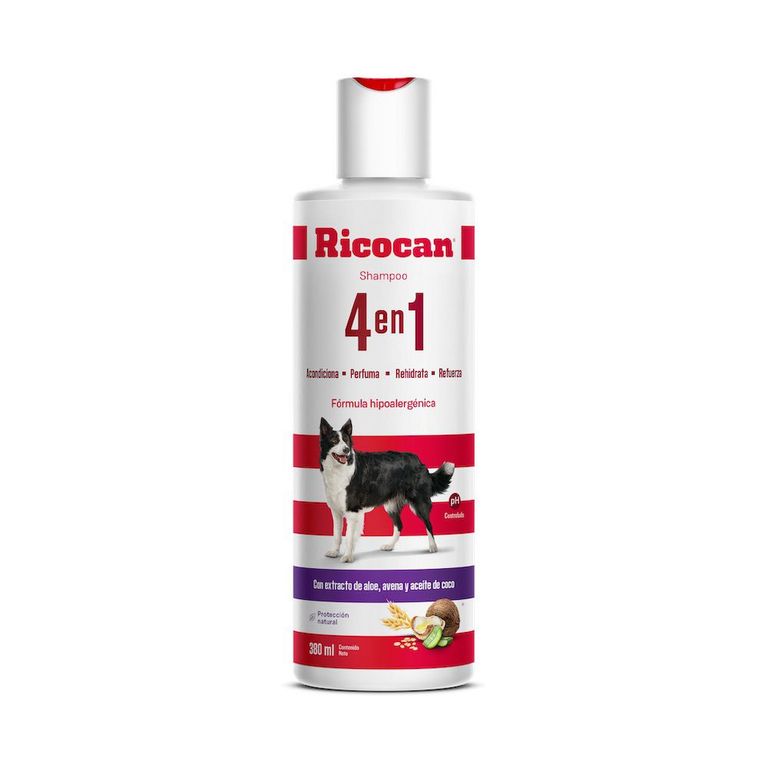 Shampoo 4 en 1 para Perros Ricocan Botella 380 mL