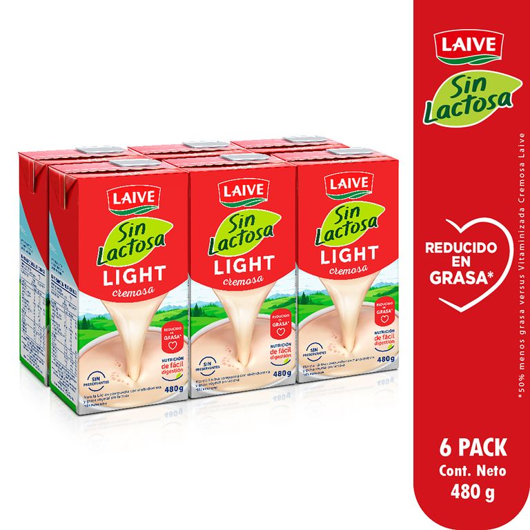 Mezcla Láctea Laive Light Sin Lactosa Sixpack Caja 480 g