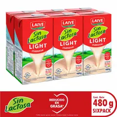 LAIVE - Sixpack Mezcla Láctea Light Sin Lactosa 480 gr