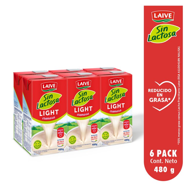 Mezcla Láctea Laive Light Sin Lactosa Sixpack Caja 480 g