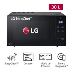 LG - Microondas 30L Negro Easy Clean Dorador