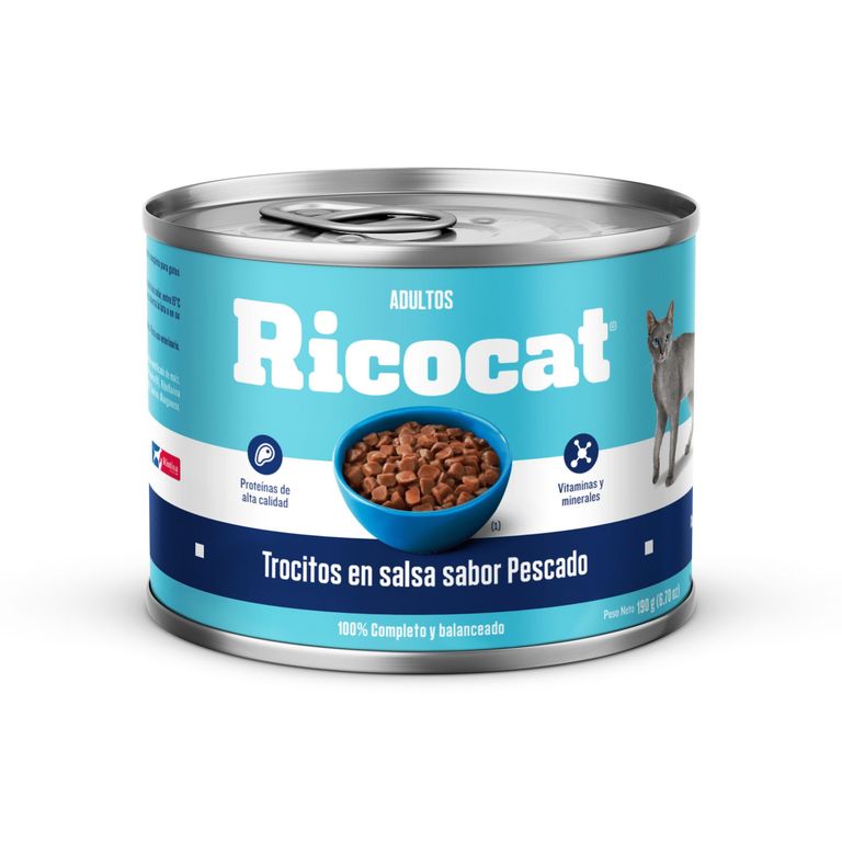 Alimento Húmedo Gatos Adultos Ricocat Trozos Pescado Lata 190 g